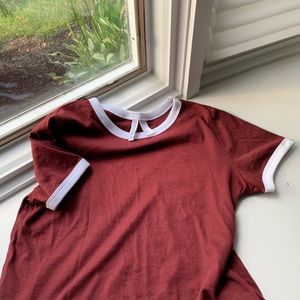 H&M Divided Red Basic Tee with White Accent